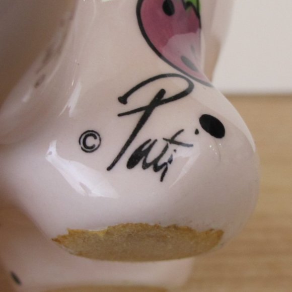 Pink Cat Bella Casa Ganz Strawberry Design Mug Planter Signed Pati A6 - Picture 6 of 6